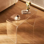 Consolle in Acrilico Trasparente, Tavolino Laterale a C, Utilizzo per 1 Persona, 96,5x38x73,6 cm