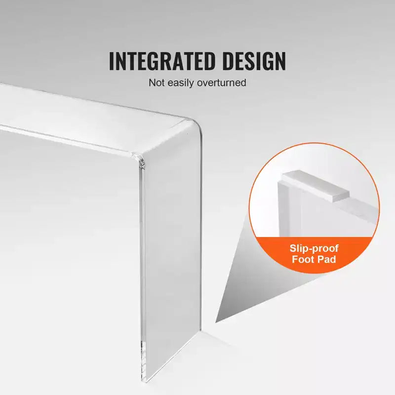 Consolle in Acrilico Trasparente, Tavolino Laterale a C, Utilizzo per 1 Persona, 96,5x38x73,6 cm