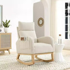 Acekool Boucle Rocking Chair - Plush Glider with Side Pockets & High Back