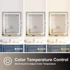 Specchio da parete rettangolare singolo senza cornice a LED dimmerabile anti-appannamento color argento