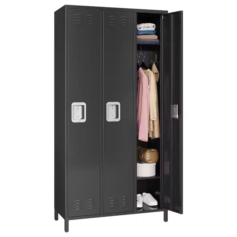 Metal Lockers, 3-Door Metal Storage Cabinets Locker, Secure Storage Solution, Perfect for Offices, Gyms, Schools & Homes
