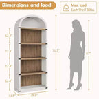 Libreria ad Arco a 5 Ripiani con Mobiletto Opzionale – Bianco Antico / Nero / Grigio / Rosso Brunastro / Legno, Stile Base o a 2 Ante