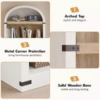 Libreria ad Arco a 5 Ripiani con Mobiletto Opzionale – Bianco Antico / Nero / Grigio / Rosso Brunastro / Legno, Stile Base o a 2 Ante