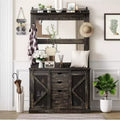 Hall Tree With Shoe Cubbies & 7 Coat Hooks,and 3 Drawers for Hallway,Mudroom Bench With Shoe Storage Bench,Entryway Furniture,Dark Oak