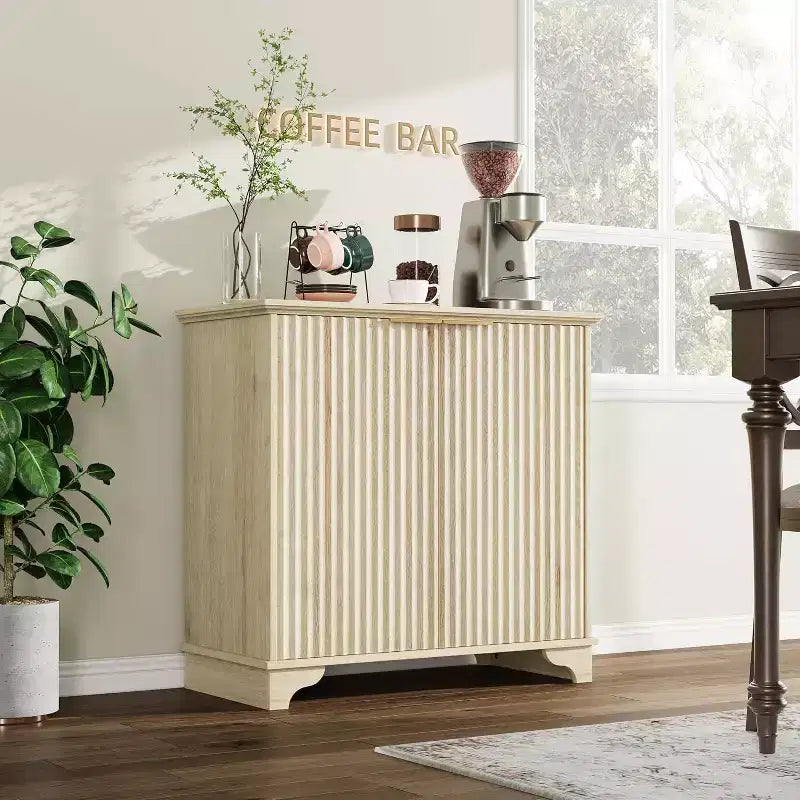 Mobile contenitore con ante scorrevoli nere/rovere/bianche – Credenza a 2 ante per cucina e sala da pranzo