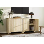 Mobile contenitore con ante scorrevoli nere/rovere/bianche – Credenza a 2 ante per cucina e sala da pranzo