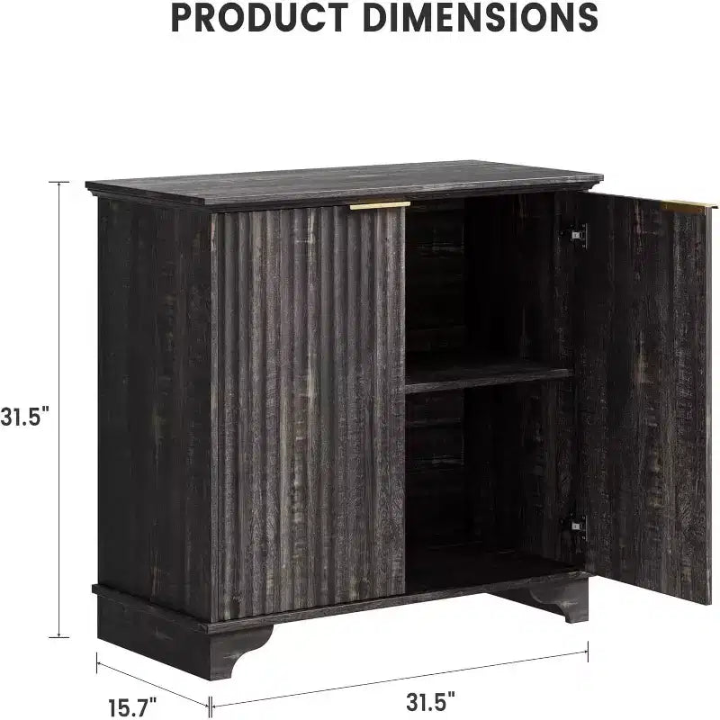 Mobile contenitore con ante scorrevoli nere/rovere/bianche – Credenza a 2 ante per cucina e sala da pranzo