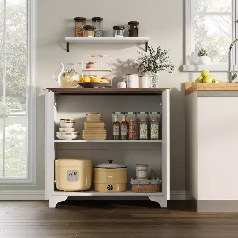 Mobile contenitore con ante scorrevoli nere/rovere/bianche – Credenza a 2 ante per cucina e sala da pranzo