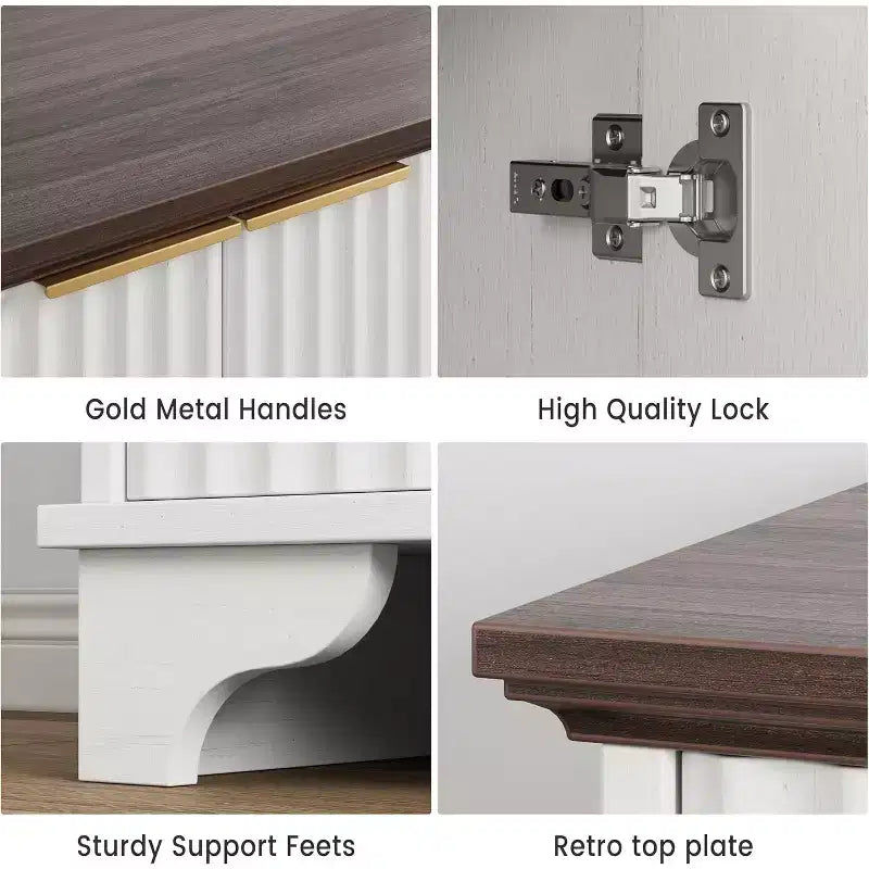 Mobile contenitore con ante scorrevoli nere/rovere/bianche – Credenza a 2 ante per cucina e sala da pranzo
