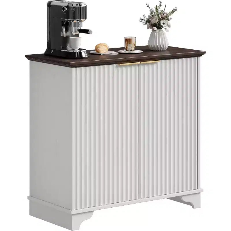 Mobile contenitore con ante scorrevoli nere/rovere/bianche – Credenza a 2 ante per cucina e sala da pranzo