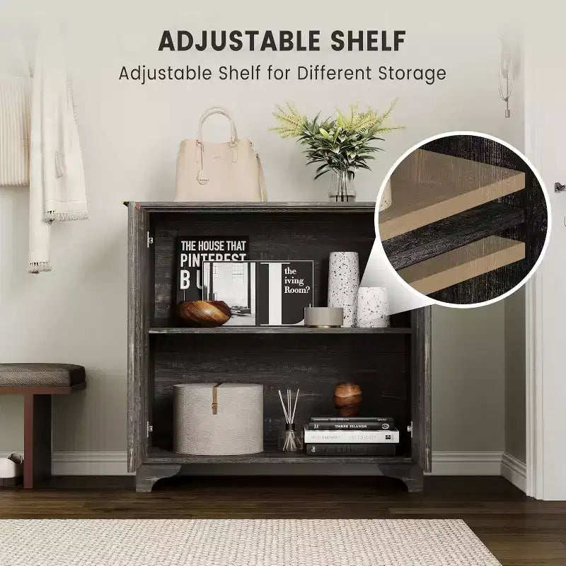 Mobile contenitore con ante scorrevoli nere/rovere/bianche – Credenza a 2 ante per cucina e sala da pranzo