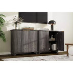 Mobile contenitore con ante scorrevoli nere/rovere/bianche – Credenza a 2 ante per cucina e sala da pranzo