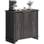 Mobile contenitore con ante scorrevoli nere/rovere/bianche – Credenza a 2 ante per cucina e sala da pranzo