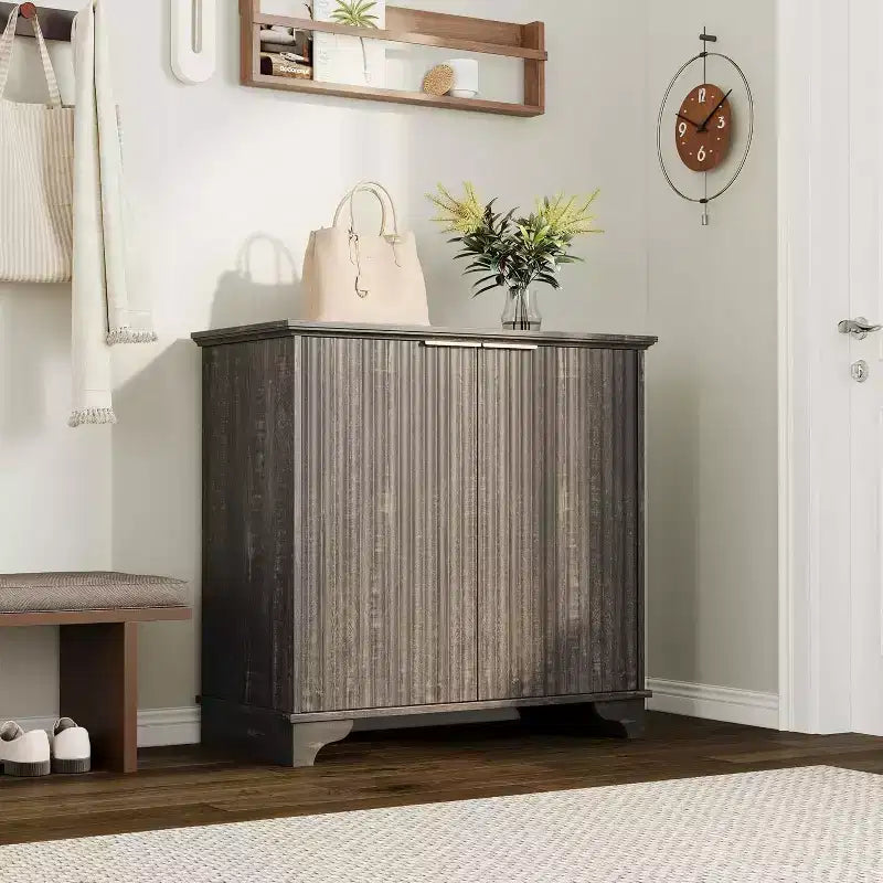 Coffee Bar Cabinet, Kitchen Storage Cabinet, Modern Farmhouse Buffet Sideboard w/Drawer, Barn Door Accent Cabinets for Kitchen, Dining Room