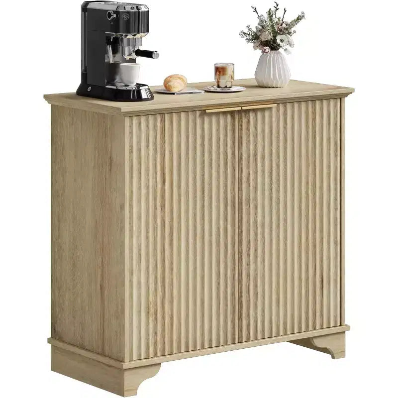 Mobile contenitore con ante scorrevoli nere/rovere/bianche – Credenza a 2 ante per cucina e sala da pranzo