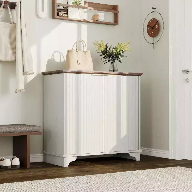 Mobile contenitore con ante scorrevoli nere/rovere/bianche – Credenza a 2 ante per cucina e sala da pranzo