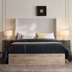 GDFStudio Cyril Rustic Chenille Upholstered Wingback Bed with High Headboard