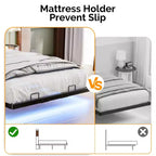 Letto a Piattaforma in Metallo Nero con Testiera a LED e Stazione di Ricarica – Twin / Full / Queen / King, 1 Persona