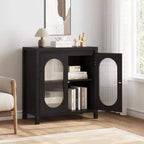 Credenza a 2 ante in vetro scanalato nero – Montaggio singolo utente