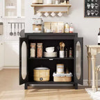Credenza a 2 ante in vetro scanalato nero – Montaggio singolo utente