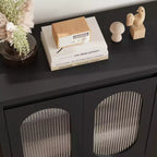 Credenza a 2 ante in vetro scanalato nero – Montaggio singolo utente