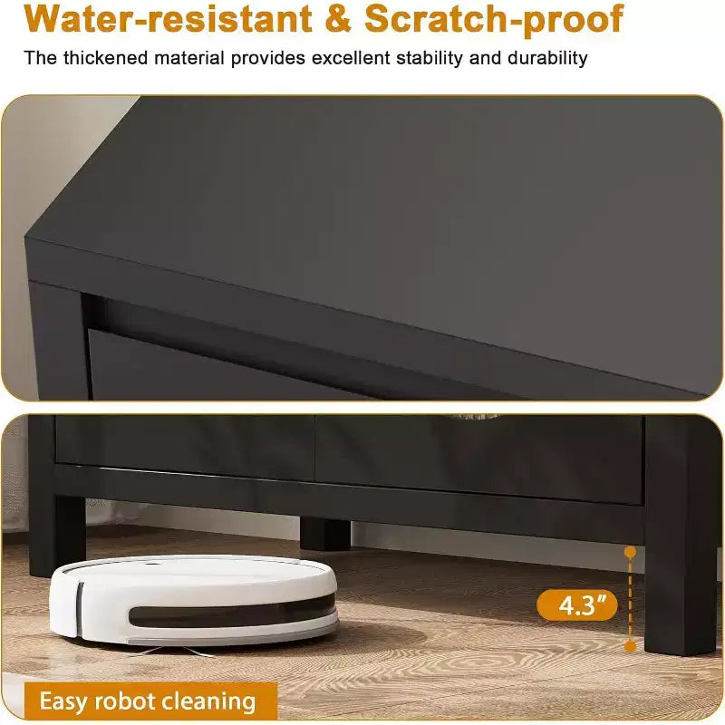 Credenza a 2 ante in vetro scanalato nero – Montaggio singolo utente