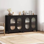 Credenza a 2 ante in vetro scanalato nero – Montaggio singolo utente