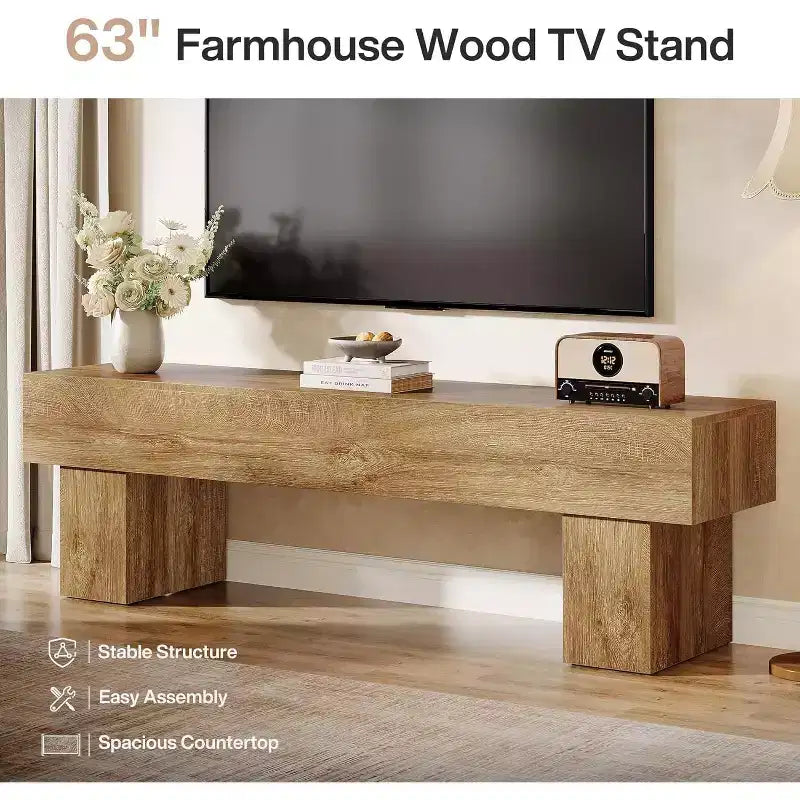 Mobile TV da 63" – Nero / Marrone / Marrone e Grigio | Consolle bassa per TV da 55–65"