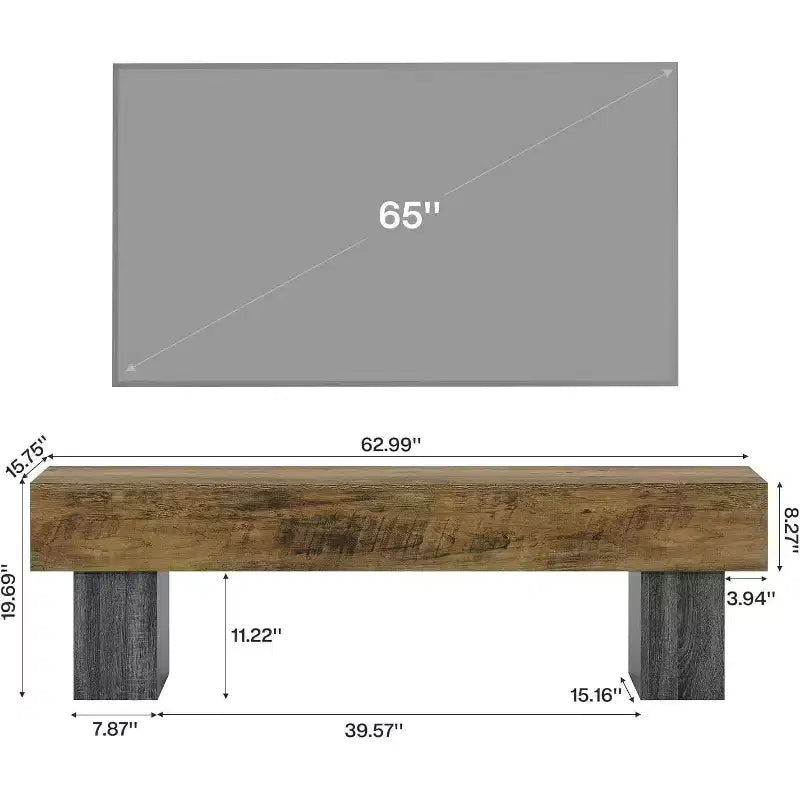Mobile TV da 63" – Nero / Marrone / Marrone e Grigio | Consolle bassa per TV da 55–65"