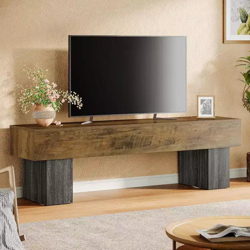 Mobile TV da 63" – Nero / Marrone / Marrone e Grigio | Consolle bassa per TV da 55–65"