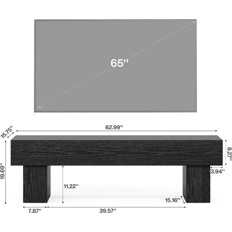Mobile TV da 63" – Nero / Marrone / Marrone e Grigio | Consolle bassa per TV da 55–65"