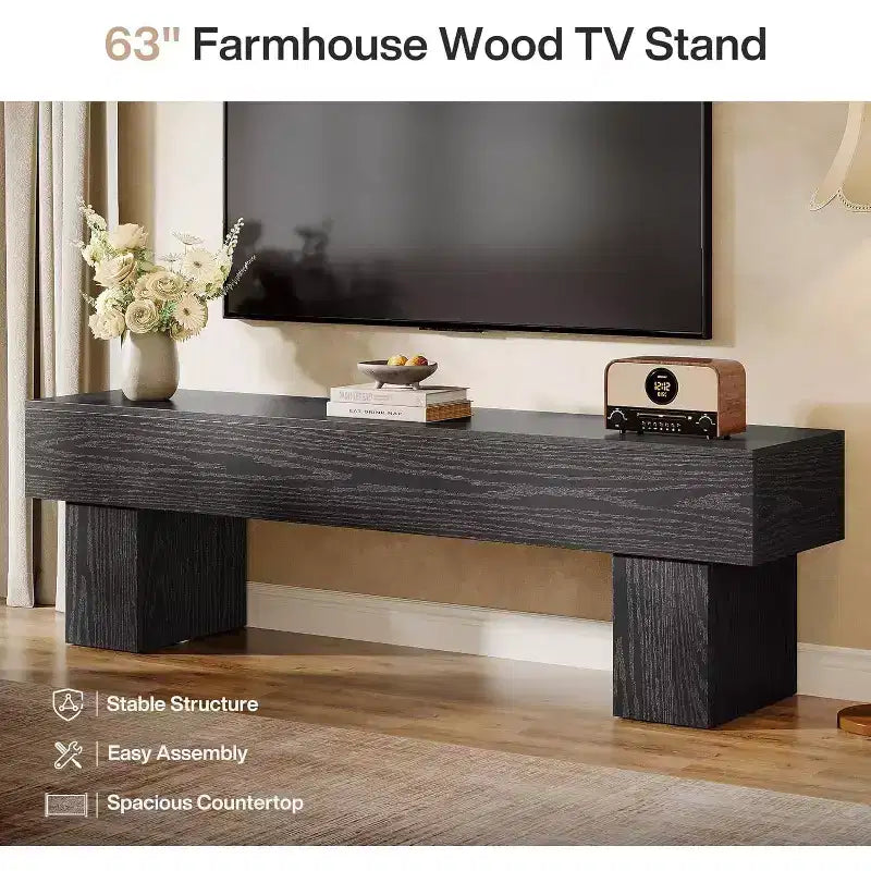 Mobile TV da 63" – Nero / Marrone / Marrone e Grigio | Consolle bassa per TV da 55–65"