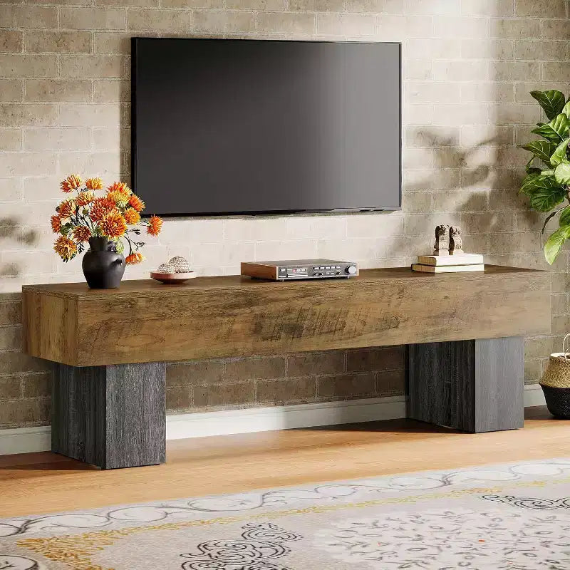Mobile TV da 63" – Nero / Marrone / Marrone e Grigio | Consolle bassa per TV da 55–65"