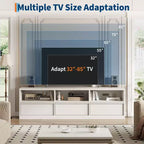 Mobile TV da 70" – Bianco Antico / Nero / Marrone Castagna, Moderno di Metà Secolo, Adatto a TV fino a 80"