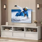 Mobile TV da 70" – Bianco Antico / Nero / Marrone Castagna, Moderno di Metà Secolo, Adatto a TV fino a 80"
