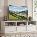 Mobile TV da 70" – Bianco Antico / Nero / Marrone Castagna, Moderno di Metà Secolo, Adatto a TV fino a 80"