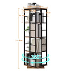 Libreria angolare girevole a 4 livelli, alta 137 cm, rotazione a 360°, struttura in metallo – Nera / Marrone / Bianca