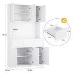 Mobile Dispensa Alto 177 cm Nero/Grigio/Bianco con Stazione di Ricarica, 3 Cassetti e Ripiani Regolabili, 1 Persona