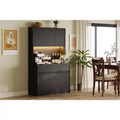 COZONY 70 Pantry Cabinet with Charging Station, Tall Kitchen Storage Cabinet with Microwave Stand, 3 Drawers & Adjustable Shelves for Dining Room