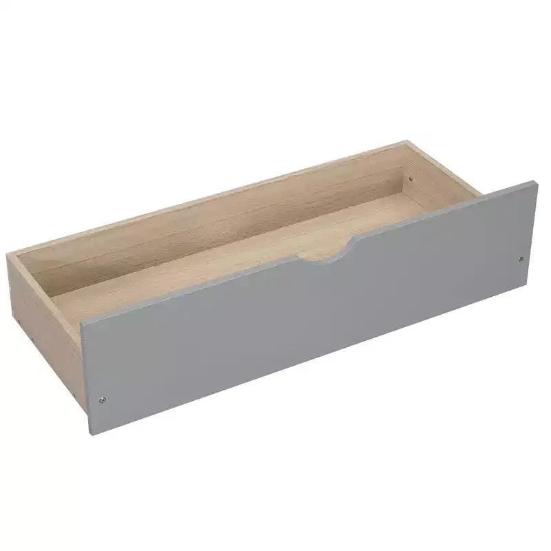 Letto a castello grigio/bianco singolo su una piazza e mezza con cassetti contenitore, convertibile, 2 posti letto