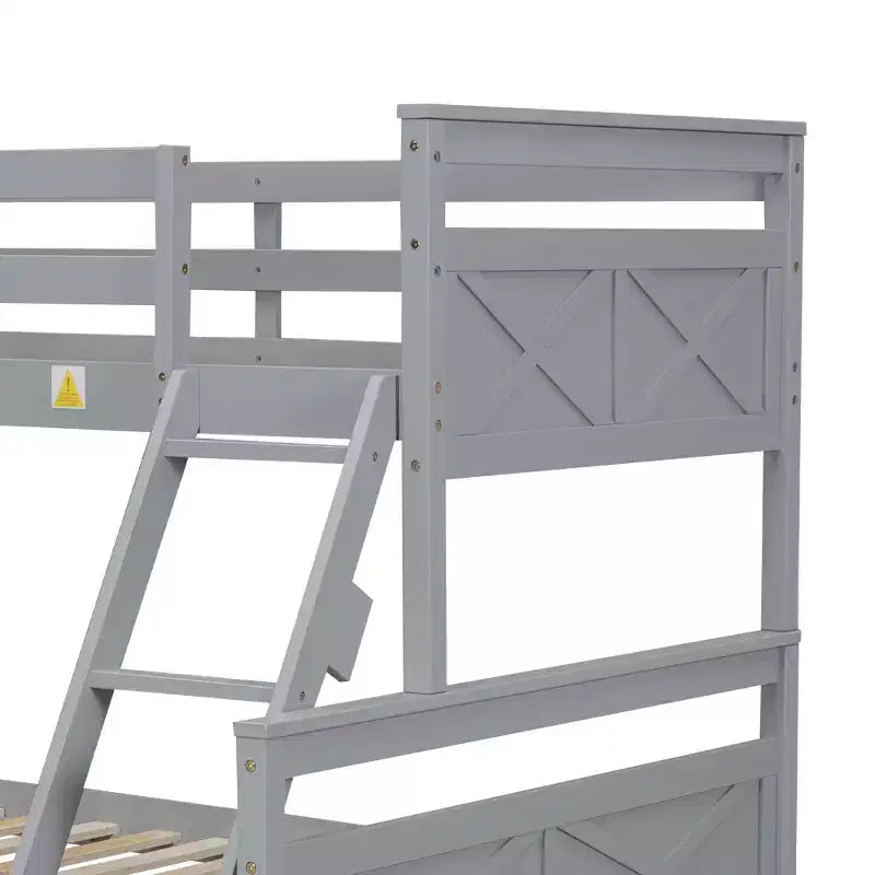 Letto a castello grigio/bianco singolo su una piazza e mezza con cassetti contenitore, convertibile, 2 posti letto