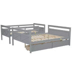 Letto a castello grigio/bianco singolo su una piazza e mezza con cassetti contenitore, convertibile, 2 posti letto