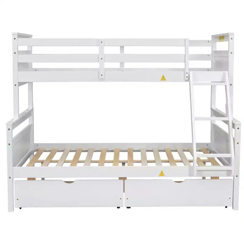 Letto a castello grigio/bianco singolo su una piazza e mezza con cassetti contenitore, convertibile, 2 posti letto