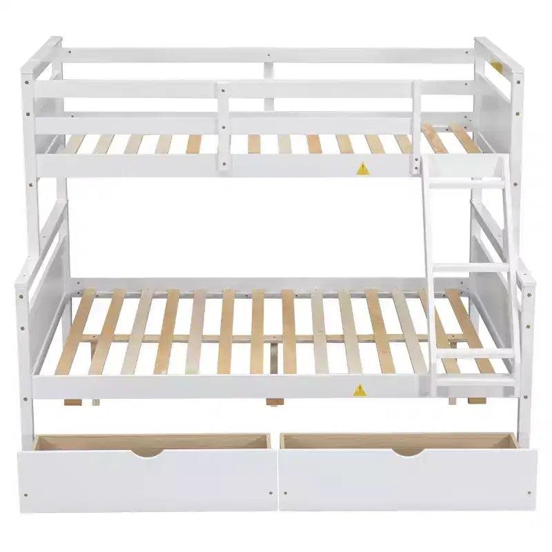 Letto a castello grigio/bianco singolo su una piazza e mezza con cassetti contenitore, convertibile, 2 posti letto