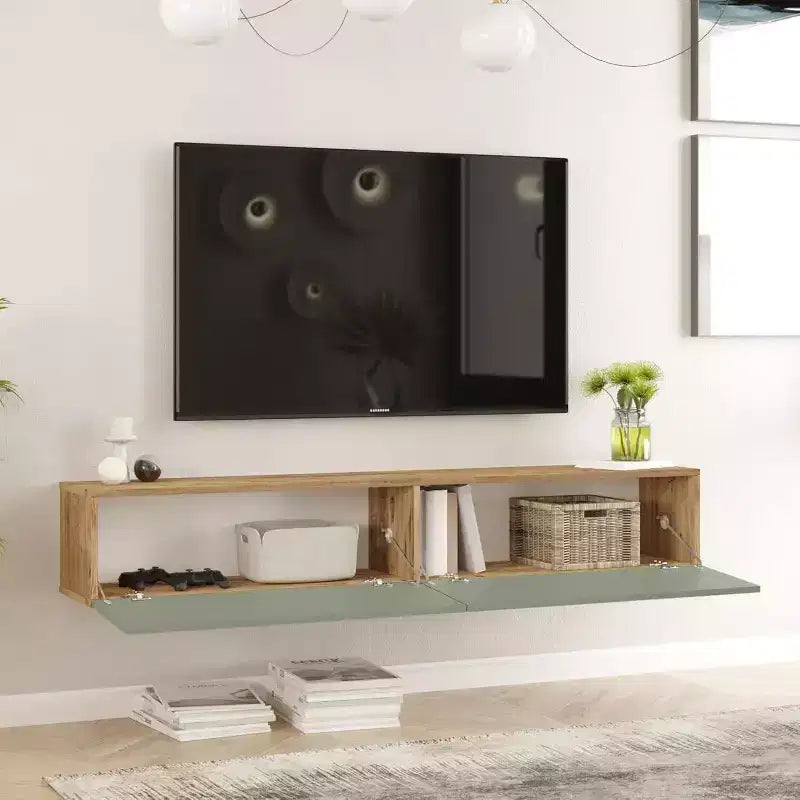 Mobile TV sospeso Pine & Green – Stampa UV, Adatto per TV fino a 70"