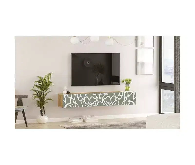 Mobile TV sospeso Pine & Green – Stampa UV, Adatto per TV fino a 70"