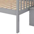 Letto a castello a soppalco grigio/bianco con scalinata contenitore e ringhiera – 2 posti letto