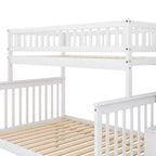 Letto a castello a soppalco grigio/bianco con scalinata contenitore e ringhiera – 2 posti letto