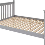 Letto a castello a soppalco grigio/bianco con scalinata contenitore e ringhiera – 2 posti letto