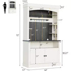 Mobile Bar Alto Bianco Antico e Rovere con Ripiano in Vetro, Portabottiglie e Illuminazione a LED | 2 Ante 2 Cassetti | Per 1